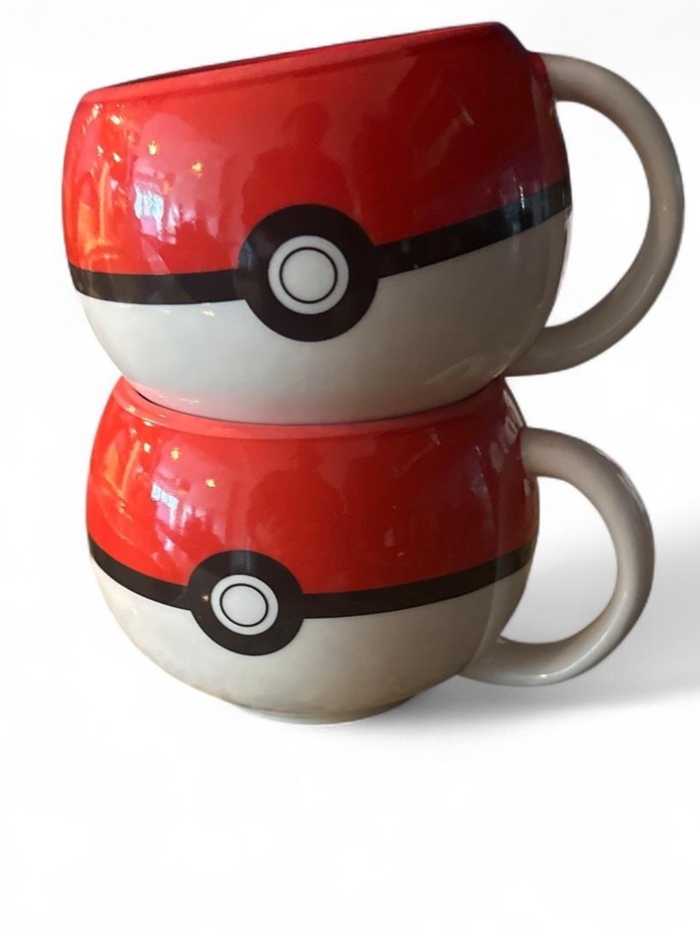 Pokémon Poké Ball Mugs - Set of 2 - Cute Stackable Ceramic Cup